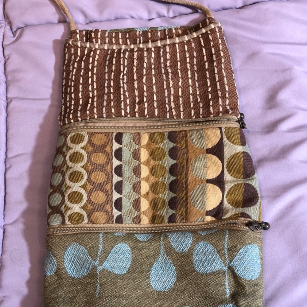 Tall woven over the shoulder purse
